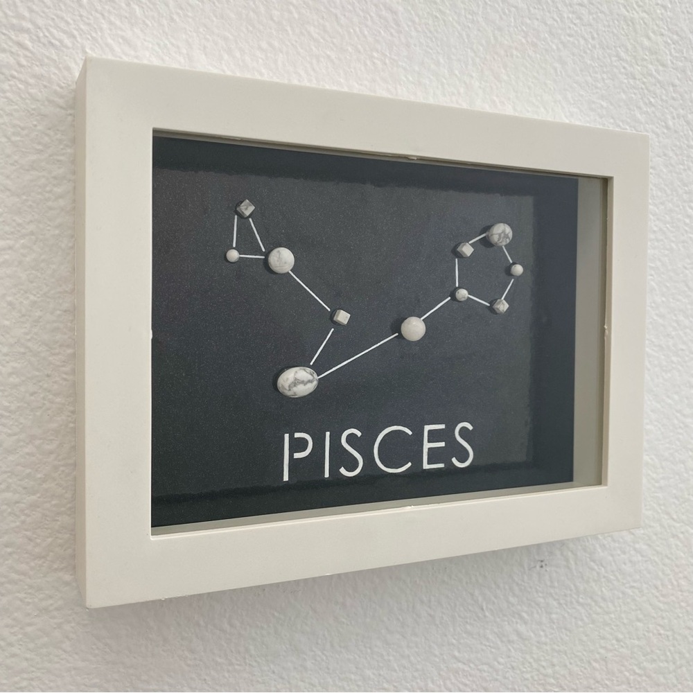 Handmade Horoscope Art PISCES Star Constellation Beads Shadow Box 6x8 inches